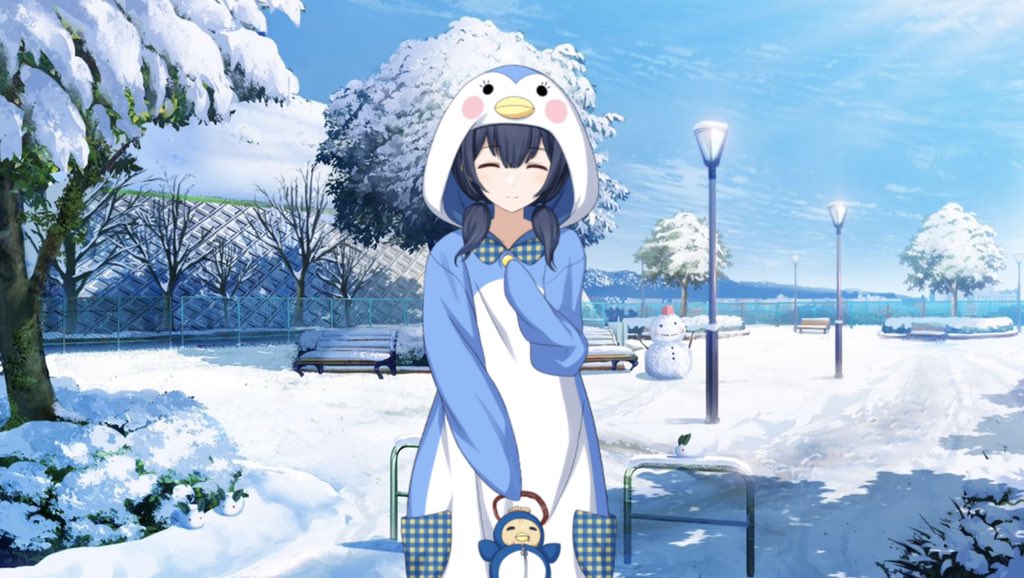 Anime girl in penguin onesie cheap