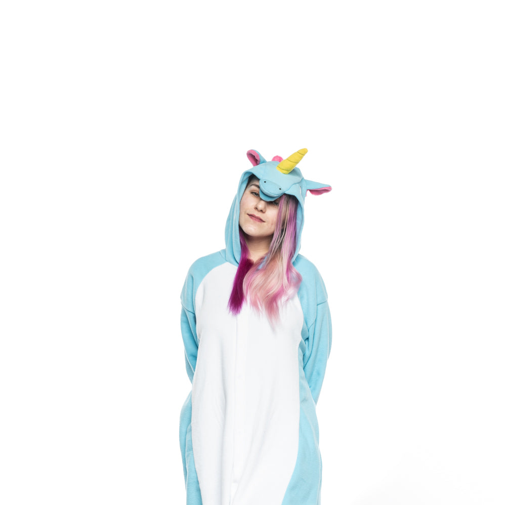 Blue & Pink Unicorn Onesie Pajamas Costume for Couple Animal Onesies