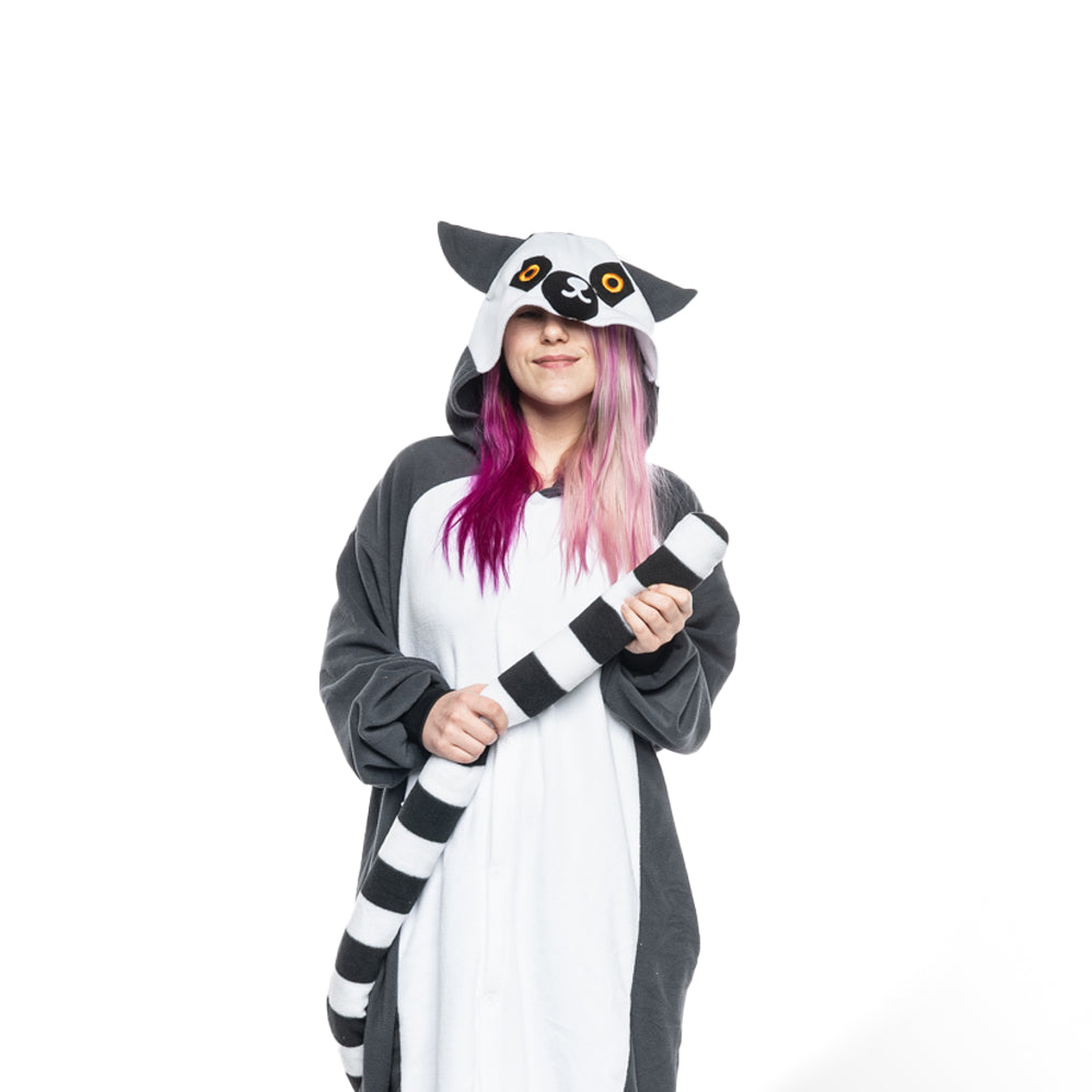Costume Carnevale Kigurumi pigiama Lemur Onesie per adulto