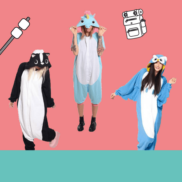 Camping in Our Animal Onesies + Accessories