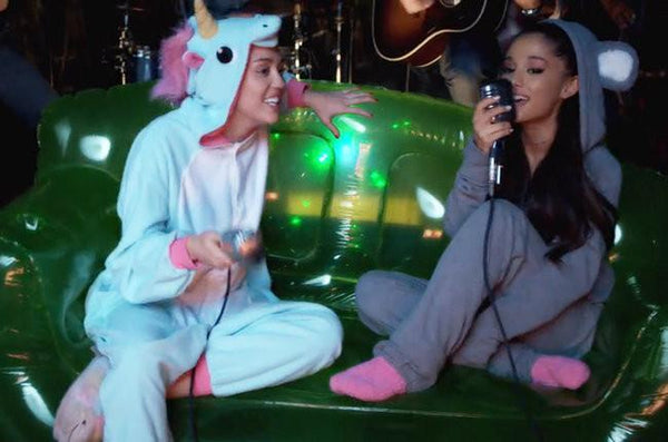Miley Cyrus (in our Blue Unicorn Onesie!) Covers "Don't Dream It's Over" with Ariana Grande
