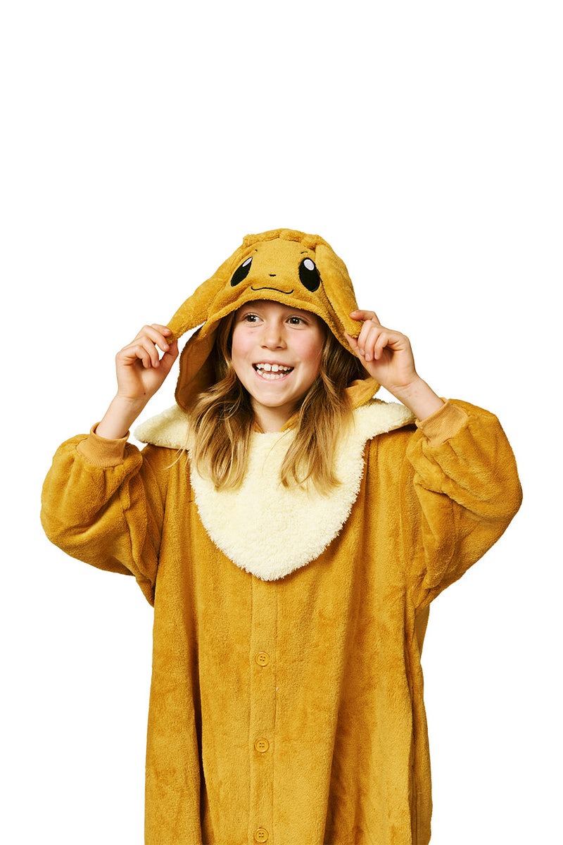 Eevee Character Pokemon Kigurumi Kids Onesie Costume Pajamas Hood