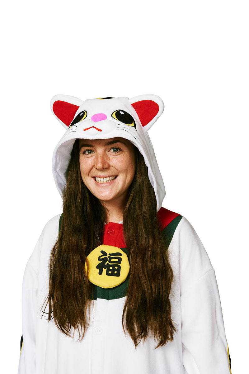 Lucky cat Animal Kigurumi Adult Onesie Costume Pajamas Hood