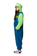 Luigi Character Kigurumi Adult Onesie Costume Pajama Side