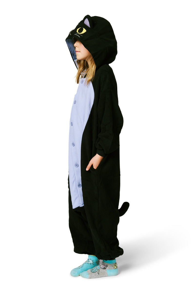 Midnight Cat Animal Kigurumi Kids Onesie Costume Pajamas Side