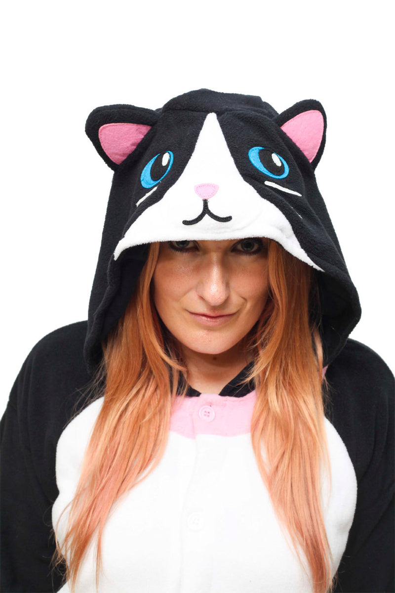 Black Cat Animal Kigurumi Adult Onesie Costume Pajamas Hood