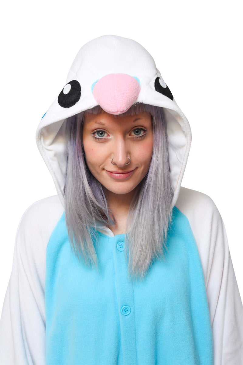 Blue Budgie Animal Kigurumi Adult Onesie Costume Pajamas Hood