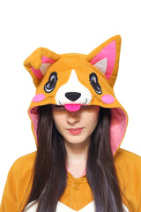 Corgi Dog Animal Kigurumi Adult Onesie Costume Pajamas Hood