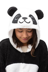Fluffy Panda Animal Kigurumi Adult Onesie Costume Pajamas Hood
