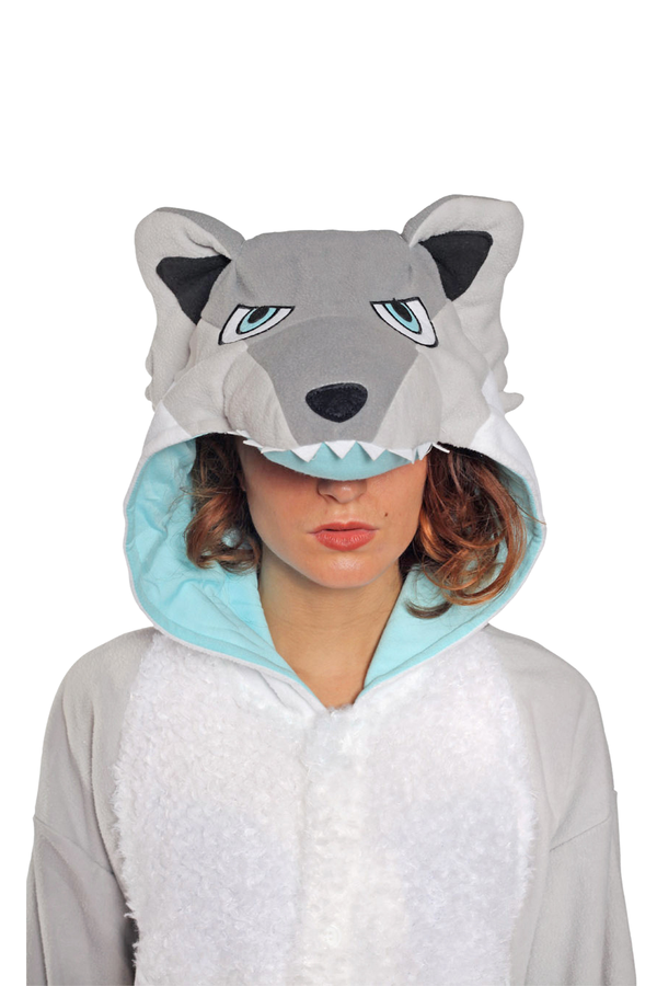 Ghost Wolf Animal Kigurumi Adult Onesie Costume Pajamas Hood