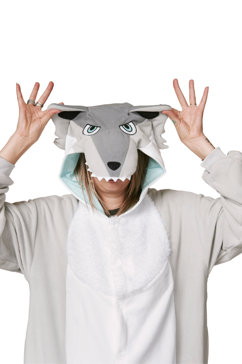 Ghost Wolf X-Tall Animal Kigurumi Adult Onesie Costume Pajamas Hood