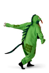 Green Iguana Animal Kigurumi Adult Onesie Costume Pajamas Back Detail