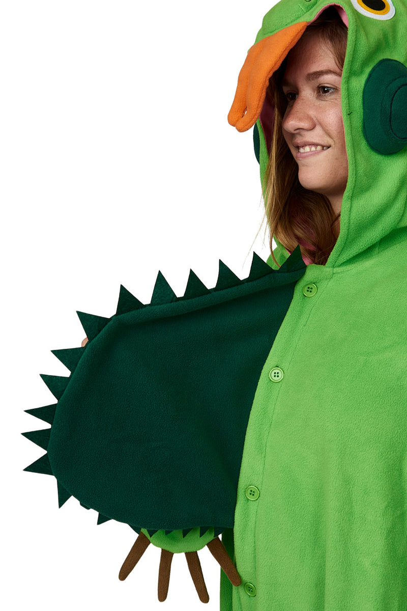 Green Iguana Animal Kigurumi Adult Onesie Costume Pajamas Chest Details