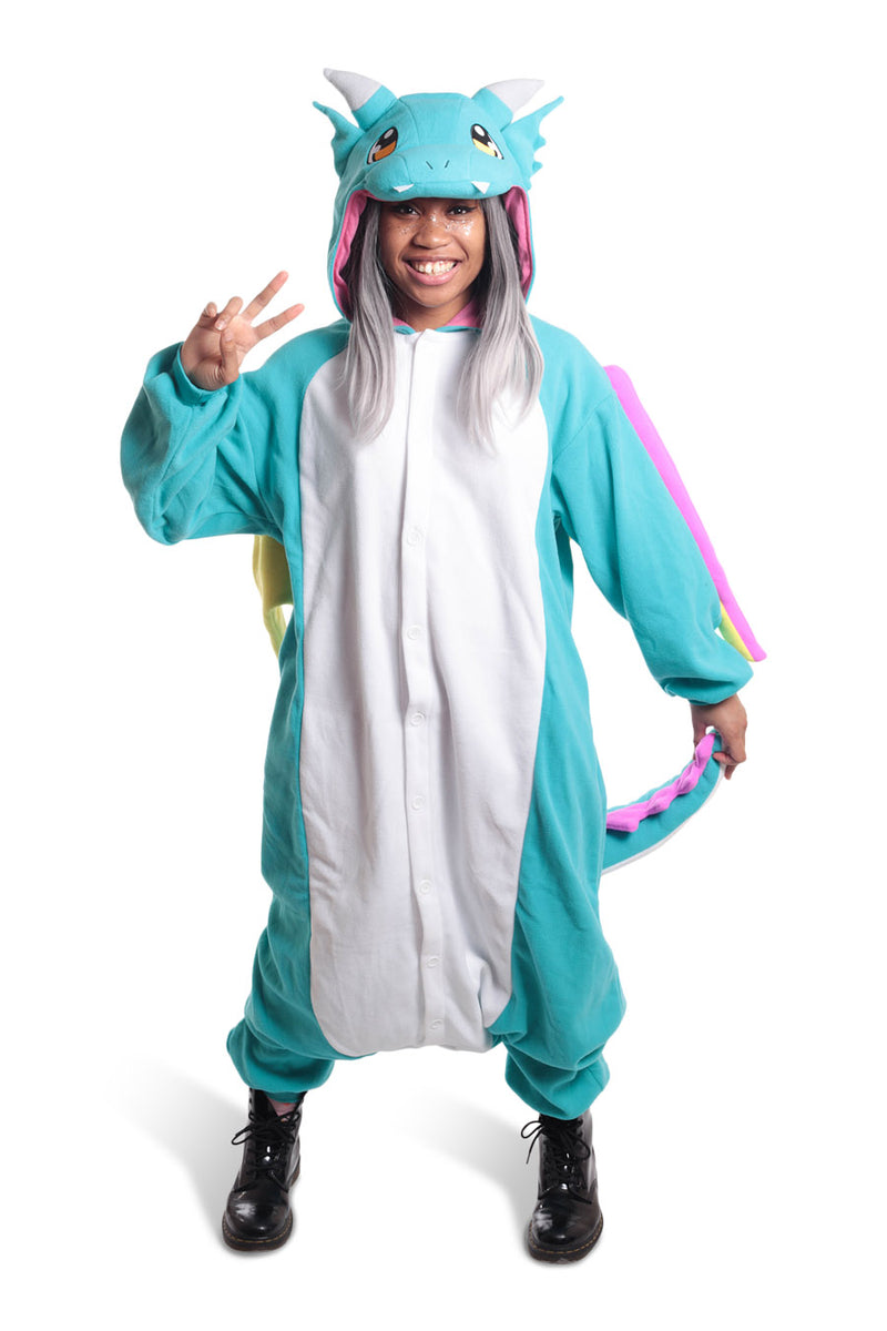 Huff the Teal Dragon Animal Kigurumi Adult Onesie Costume Pajamas Main 2