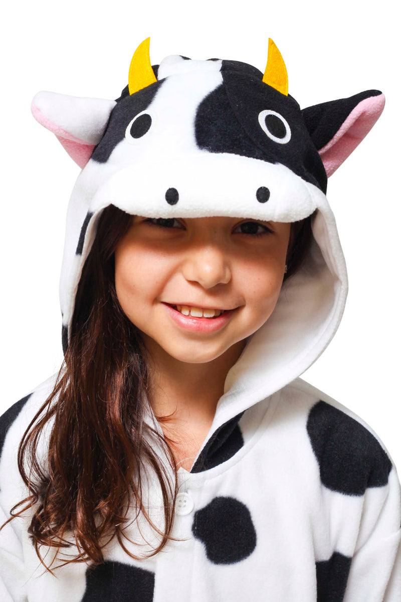 Kids Cow Animal Kigurumi Onesie Costume Pajamas Hood