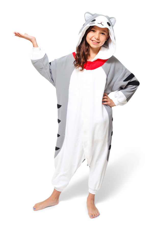 Kids Tabby Cat Animal Kigurumi Onesie Costume Pajamas Main 