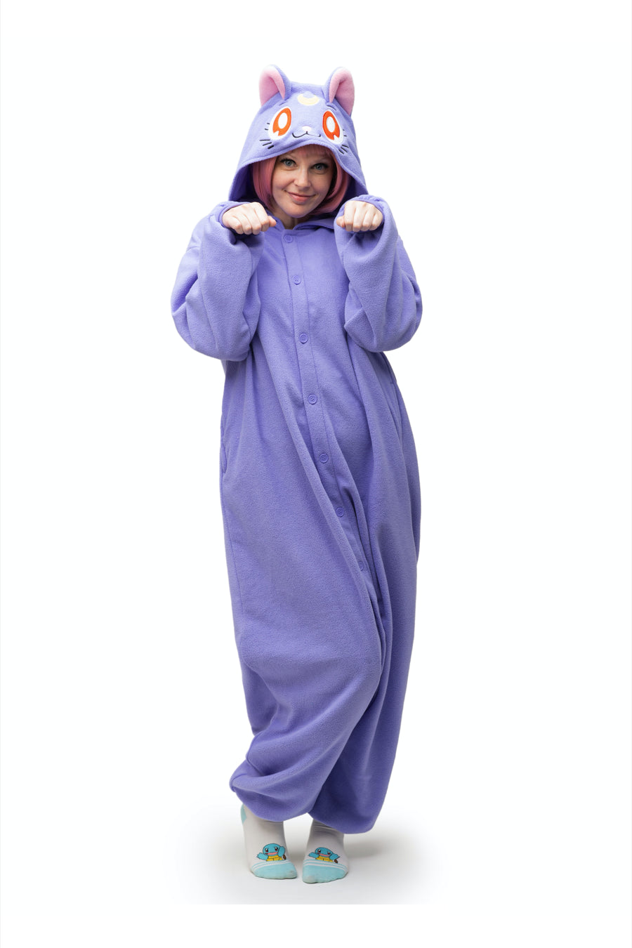 Happy Face Hooded Children & Adult Bathrobe / Purple