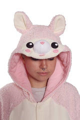 Pink Alpaca Animal Kigurumi Adult Onesie Costume Pajamas Hood