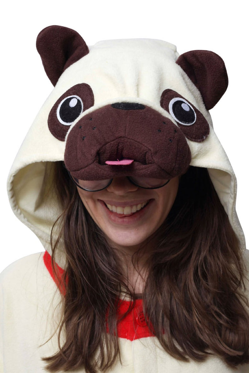 Pug Animal Kigurumi Adult Onesie Costume Pajamas Hood
