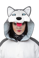 Siberian Husky Animal Kigurumi Adult Onesie Costume Pajamas Hood