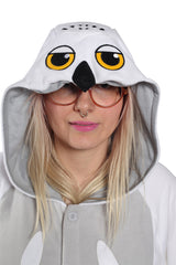 Snowy Owl Animal Kigurumi Adult Onesie Costume Pajamas Hood