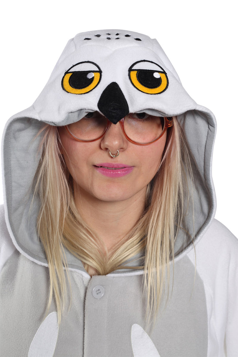 Snowy Owl Animal Kigurumi Adult Onesie Costume Pajamas Hood